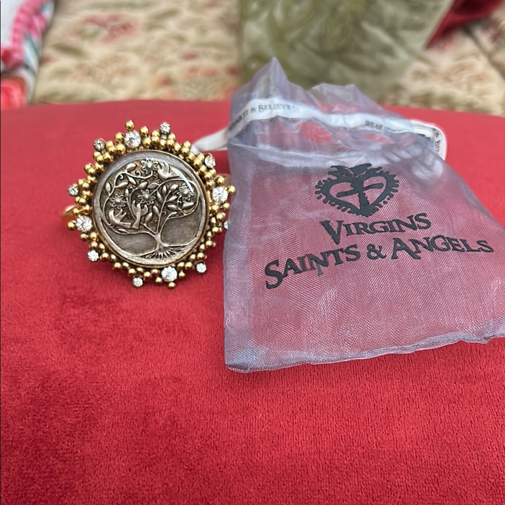 Virgins Saints & Angels Gold and Silver Tree cuff bracelet NOWT